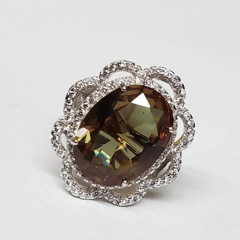 Sterling Silver 925 Ring Alexandrite Stone White Topaz Crystals Silverdmith